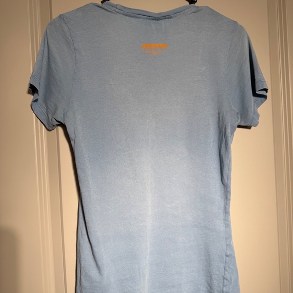 Sisley Graphic Tee | Retro Car Print | Soft Blue T-Shirt | Size S - Picture 2 of 3